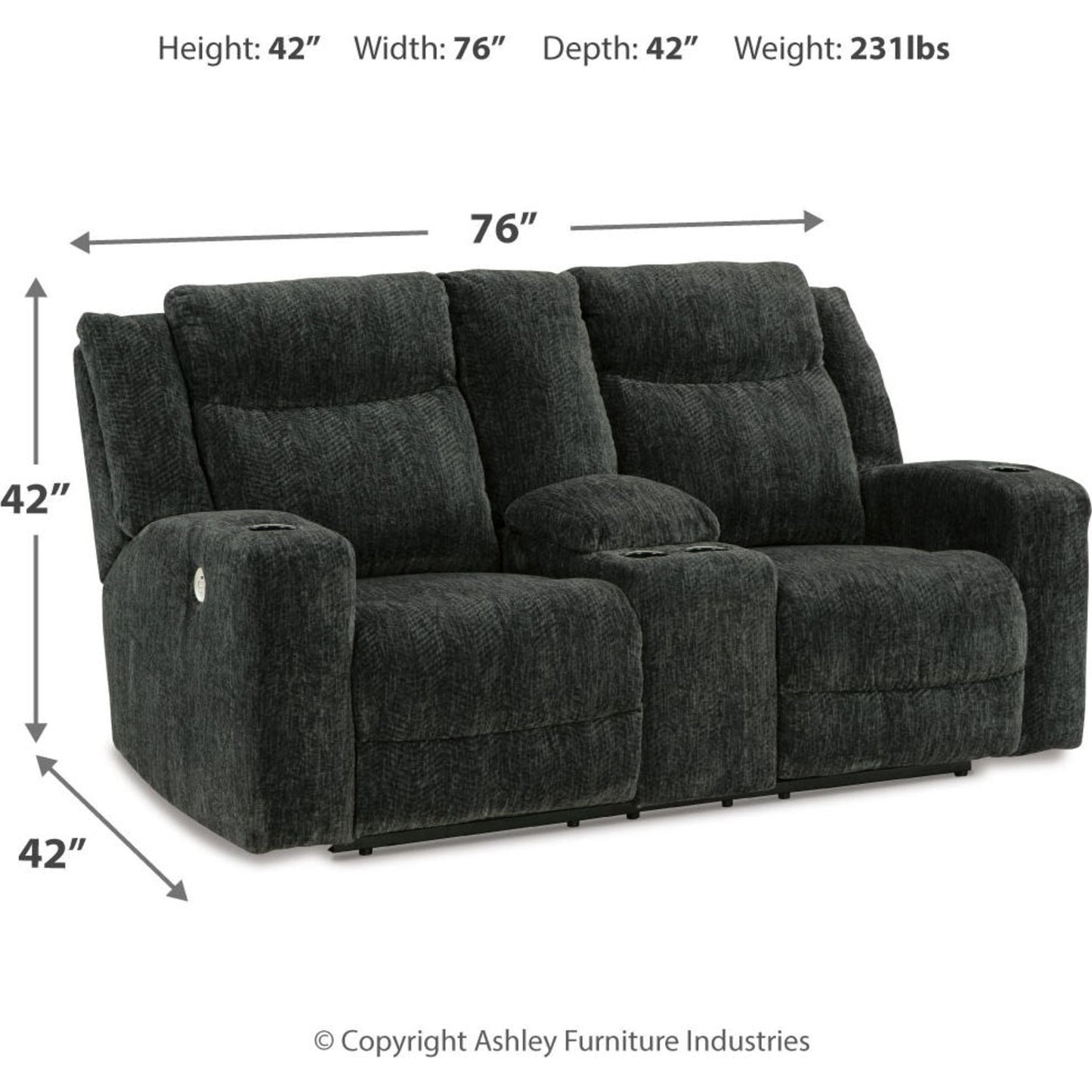 Canapé inclinable électrique Martinglenn avec console