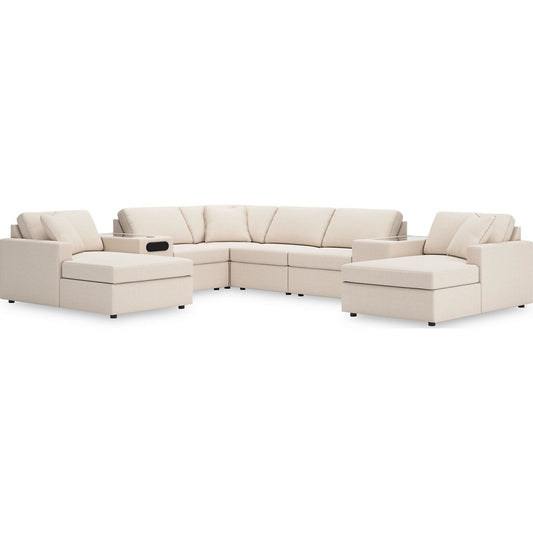 Canapé d'angle modulaire Modmax 8 pièces avec double méridienne, consoles audio et de rangement