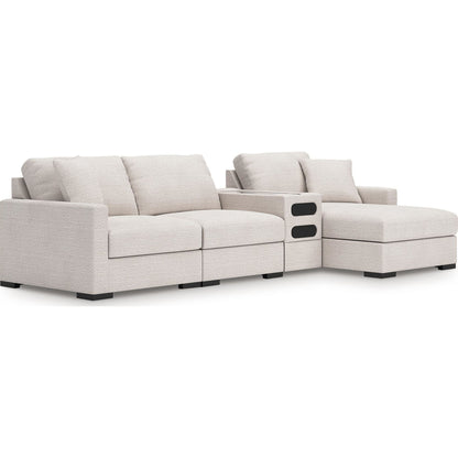 Canapé d'angle modulaire 4 pièces exclusif à Omaha, avec système audio et méridienne