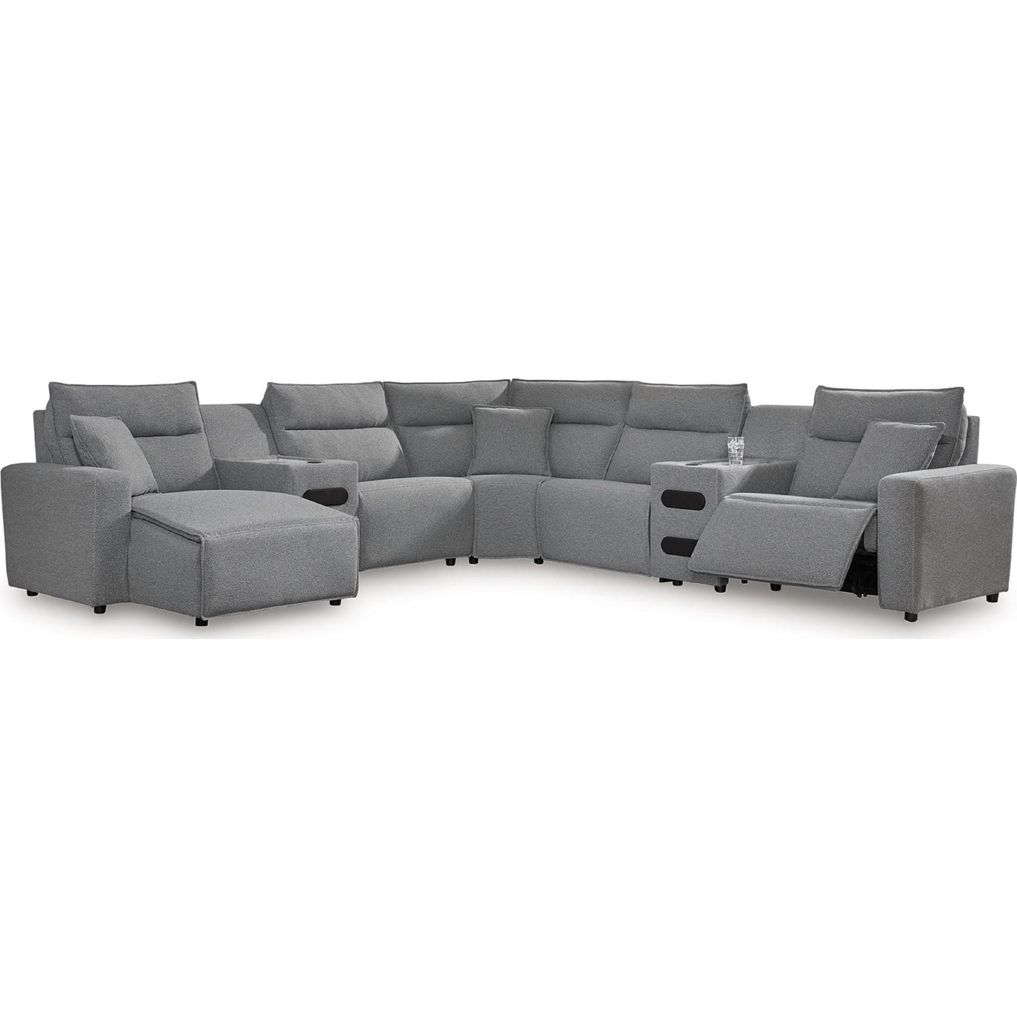 Canapé d'angle Modmax 7 pièces avec méridienne et fauteuil inclinable électrique