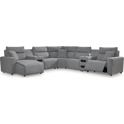 Canapé d'angle Modmax 7 pièces avec méridienne et fauteuil inclinable électrique