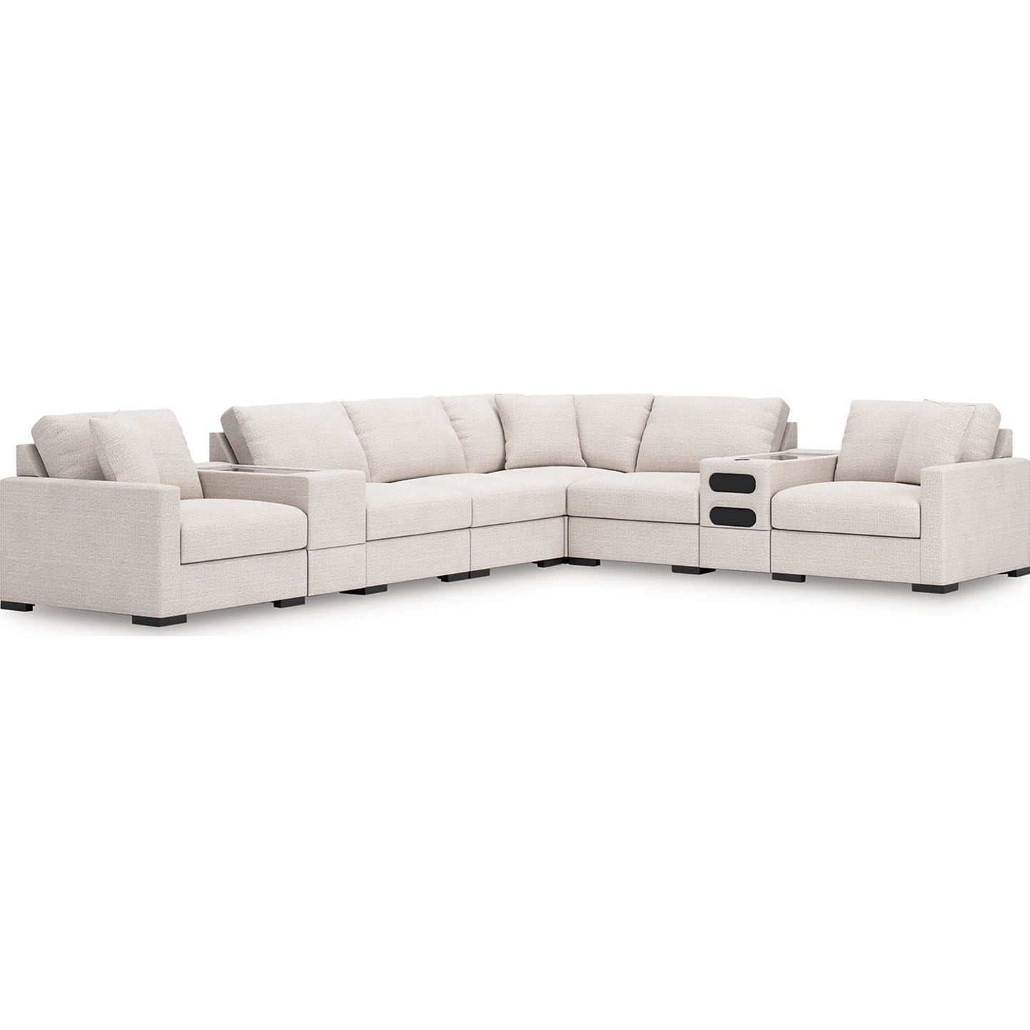 Canapé d'angle modulaire 8 pièces exclusif à Omaha, avec système audio et rangement