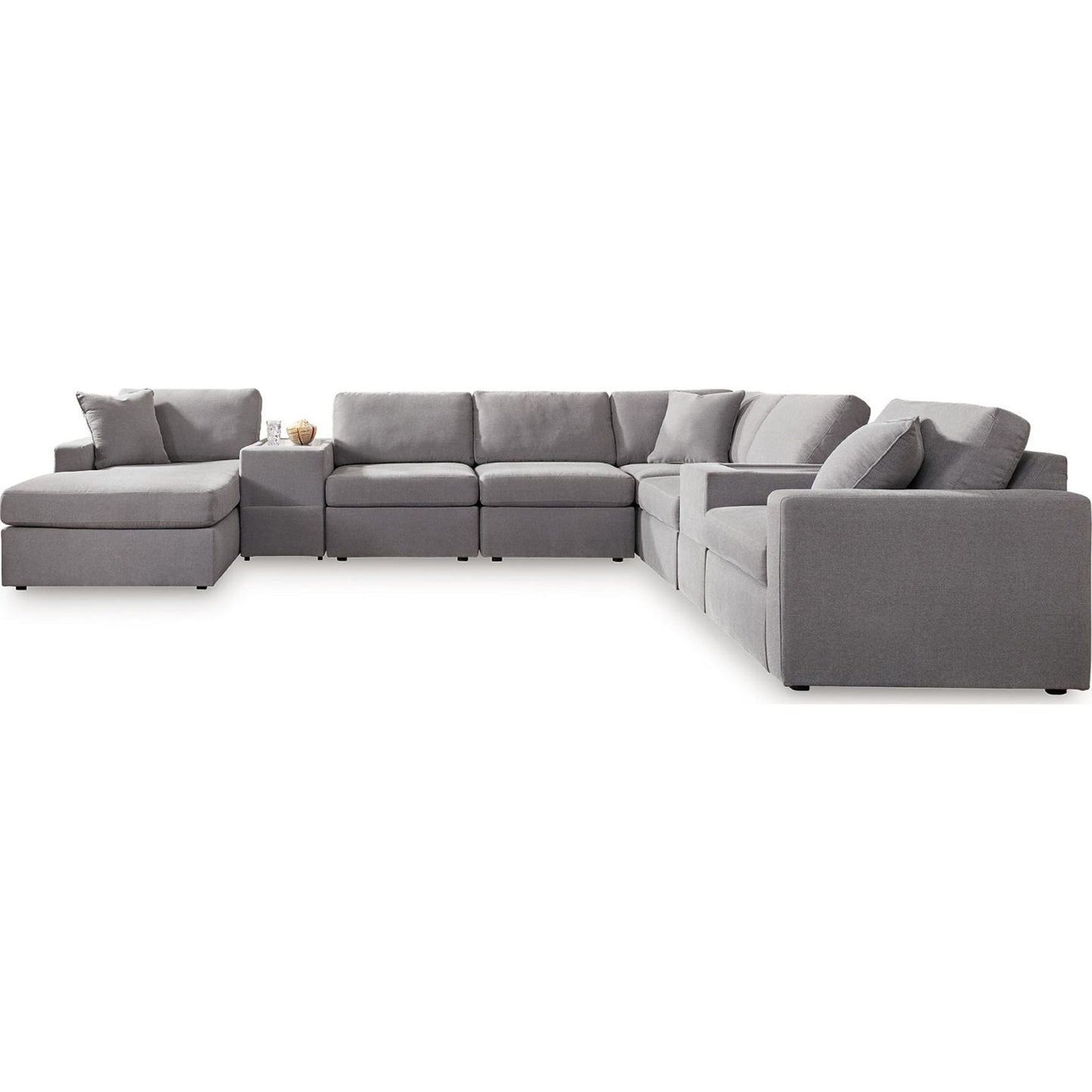 Canapé d'angle modulaire Modmax 8 pièces avec méridienne et consoles de rangement