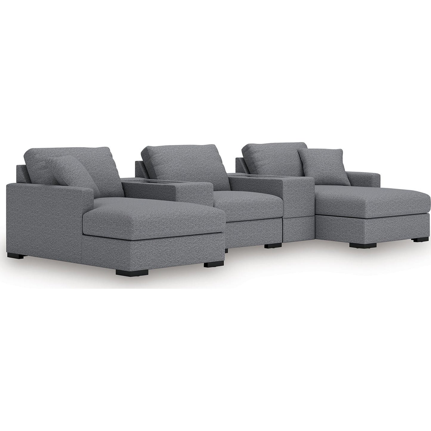 Canapé d'angle modulaire 5 pièces exclusif à Omaha avec double méridienne et double rangement