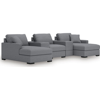 Canapé d'angle modulaire 5 pièces exclusif à Omaha avec double méridienne et double rangement