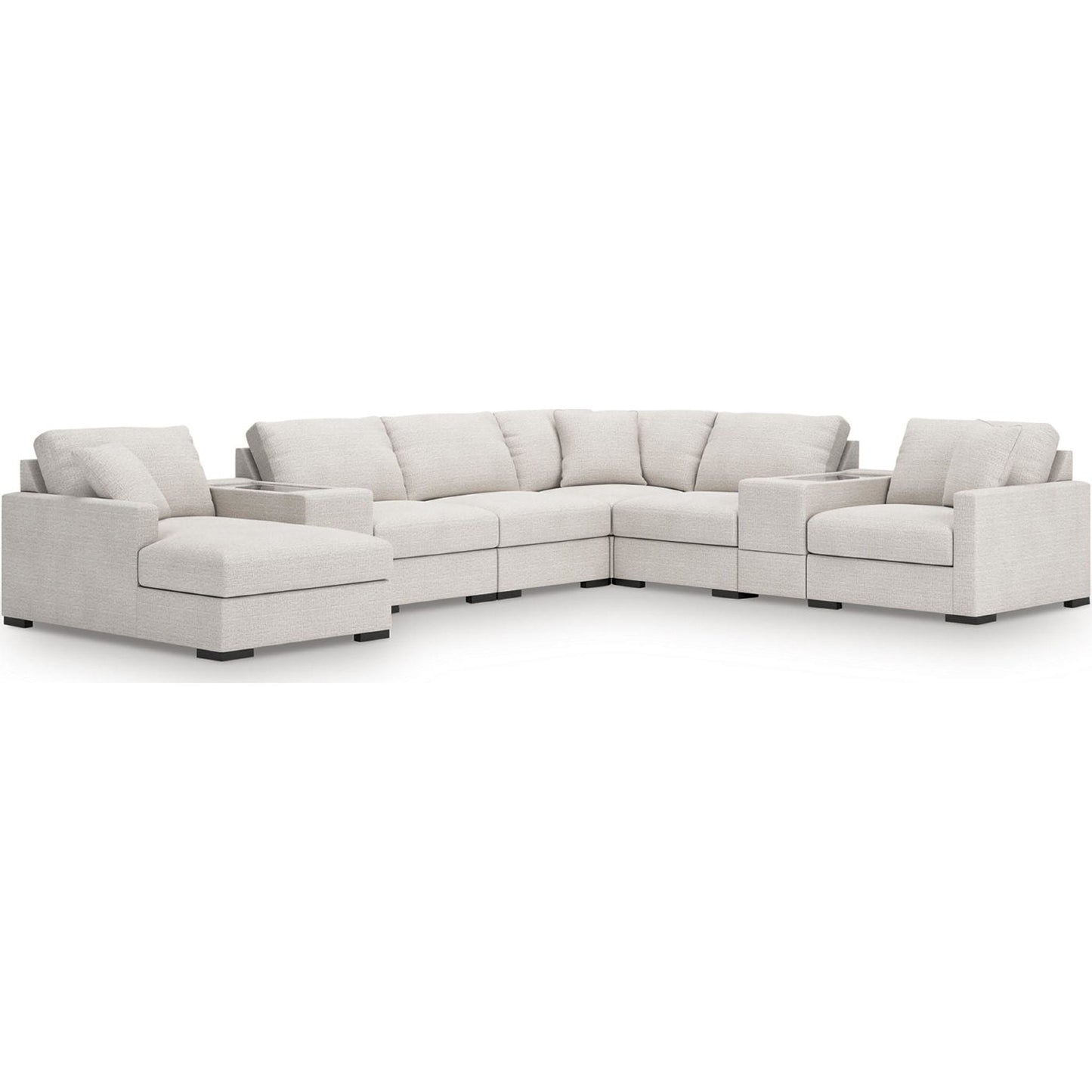 Canapé d'angle modulaire 8 pièces exclusif à Omaha avec méridienne et rangement