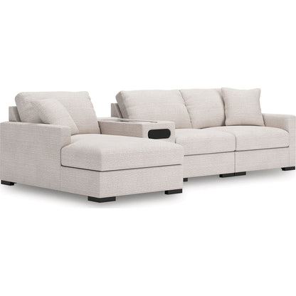 Canapé d'angle modulaire 4 pièces exclusif à Omaha, avec système audio et méridienne