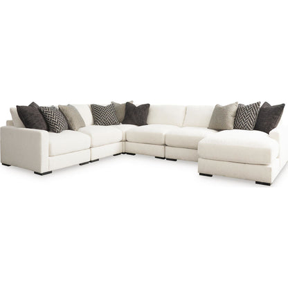 Canapé d'angle modulaire 6 pièces Elissa Court exclusif avec méridienne