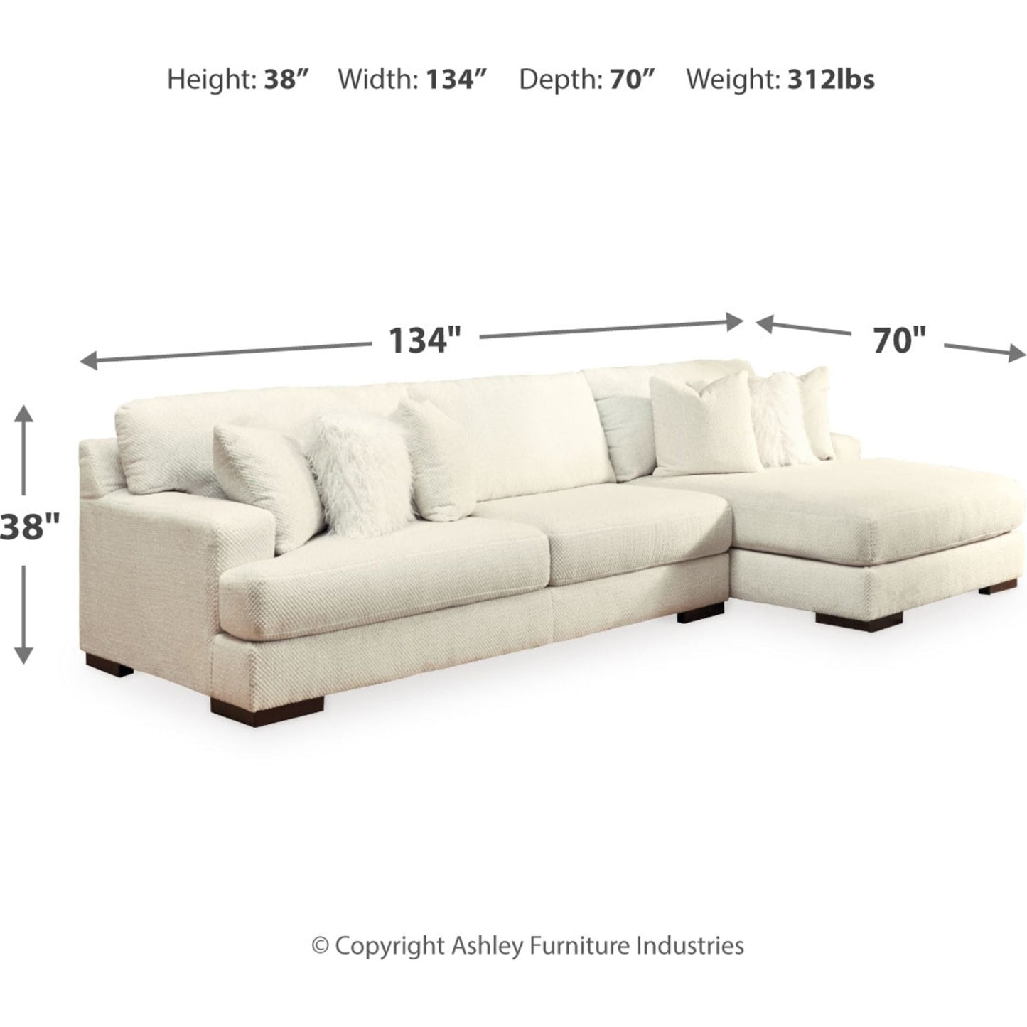 Canapé d'angle Zada ​​2 pièces avec méridienne