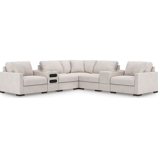 Canapé d'angle modulaire 7 pièces exclusif à Omaha, avec système audio et rangement