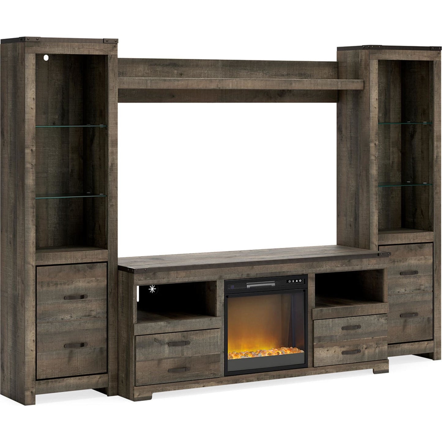 Meuble TV Trinell avec cheminée