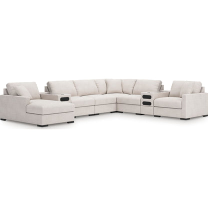 Canapé d'angle modulaire 8 pièces exclusif à Omaha, avec système audio et méridienne