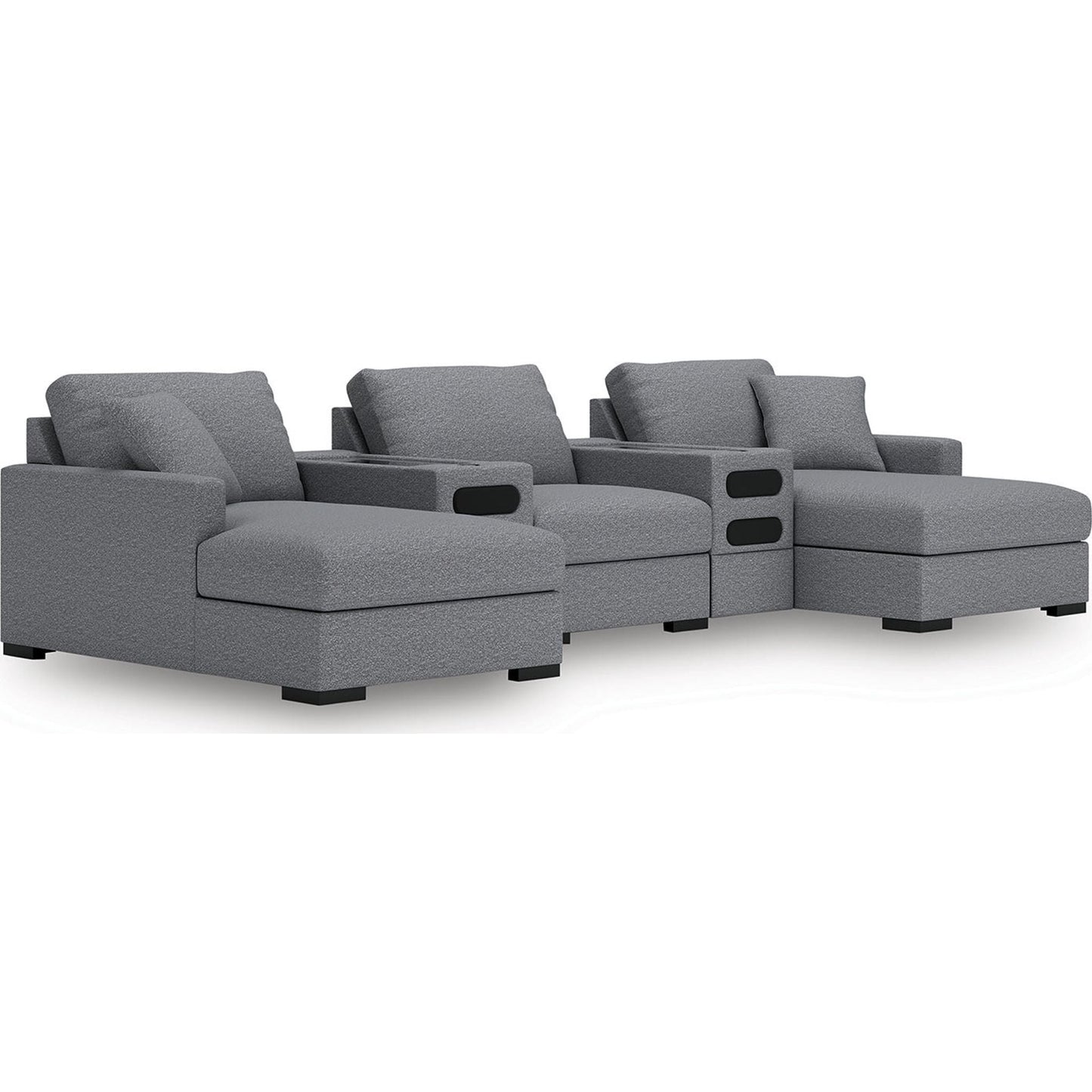 Canapé d'angle modulaire 5 pièces exclusif à Omaha avec double méridienne et double système audio