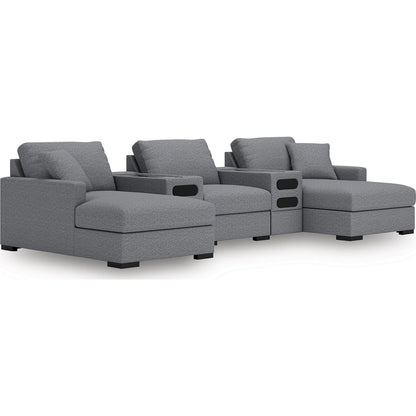 Canapé d'angle modulaire 5 pièces exclusif à Omaha avec double méridienne et double système audio