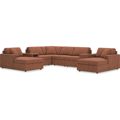 Canapé d'angle modulaire Modmax 8 pièces avec double méridienne, consoles audio et de rangement