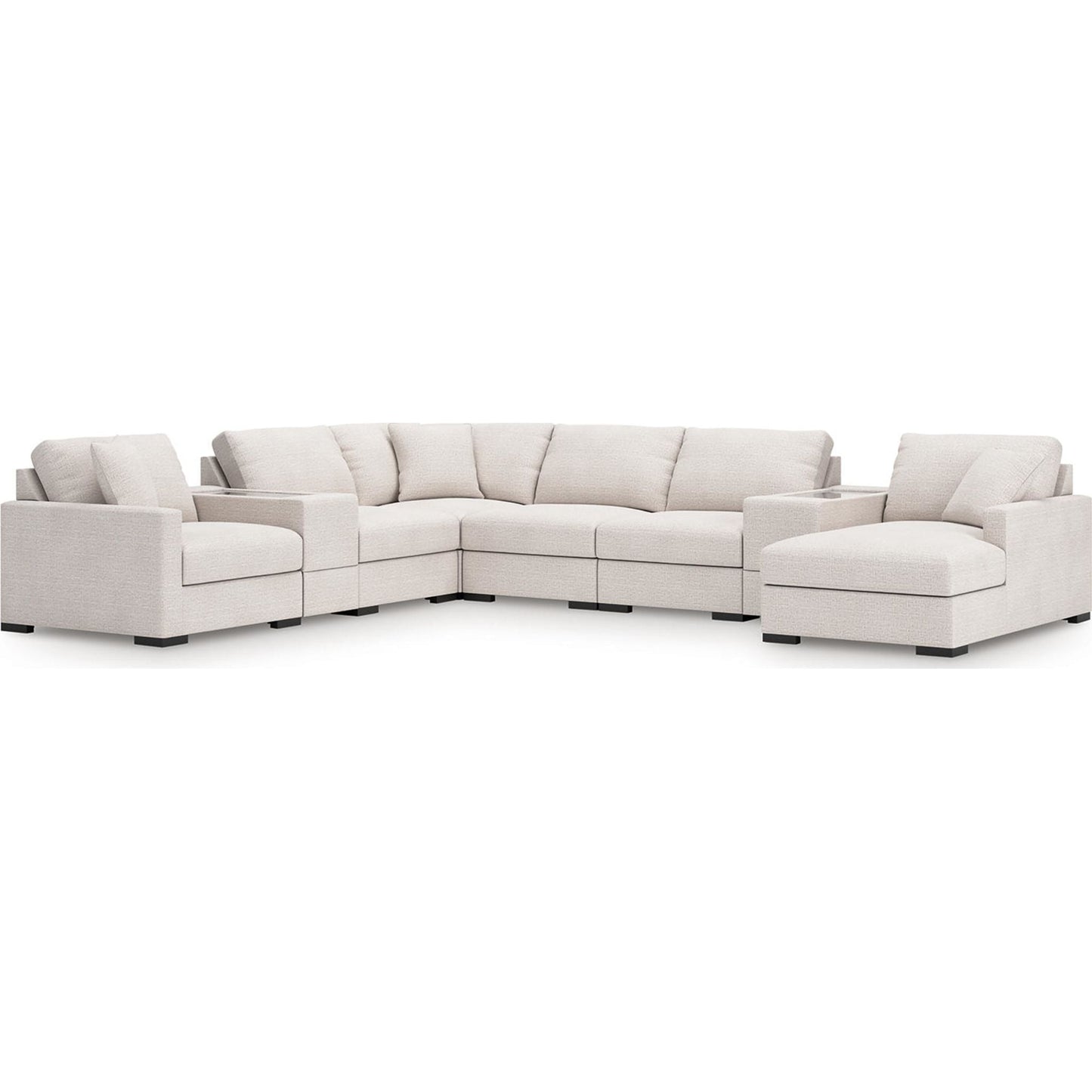 Canapé d'angle modulaire 8 pièces exclusif à Omaha avec méridienne et rangement