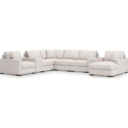 Canapé d'angle modulaire 8 pièces exclusif à Omaha avec méridienne et rangement