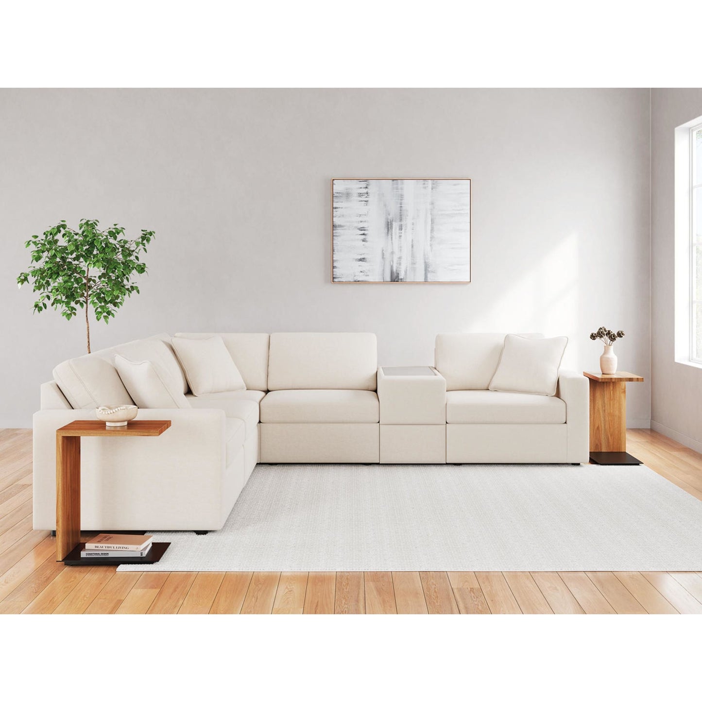 Canapé d'angle modulaire Modmax 6 pièces avec console de rangement