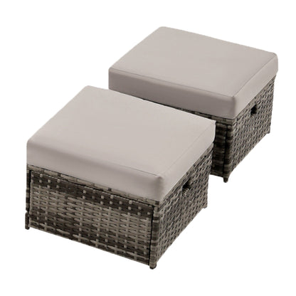 Ensemble de 2 poufs de jardin en osier - Liquidation