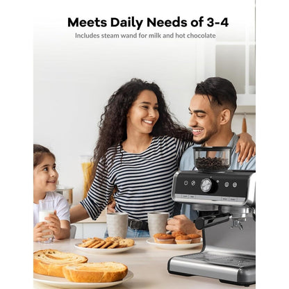 Machine à expresso semi-automatique 20 bars avec broyeur et mousseur à lait