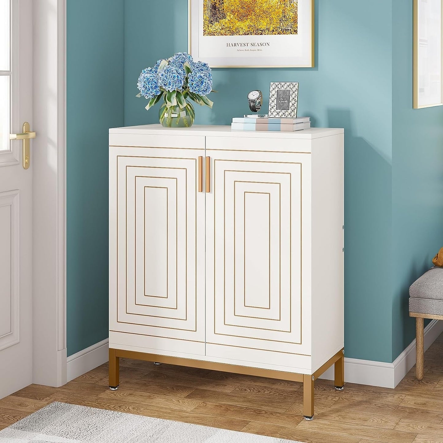 Meuble à chaussures moderne avec portes, 6 niveaux, pour 20 paires de chaussures, idéal pour l'entrée.