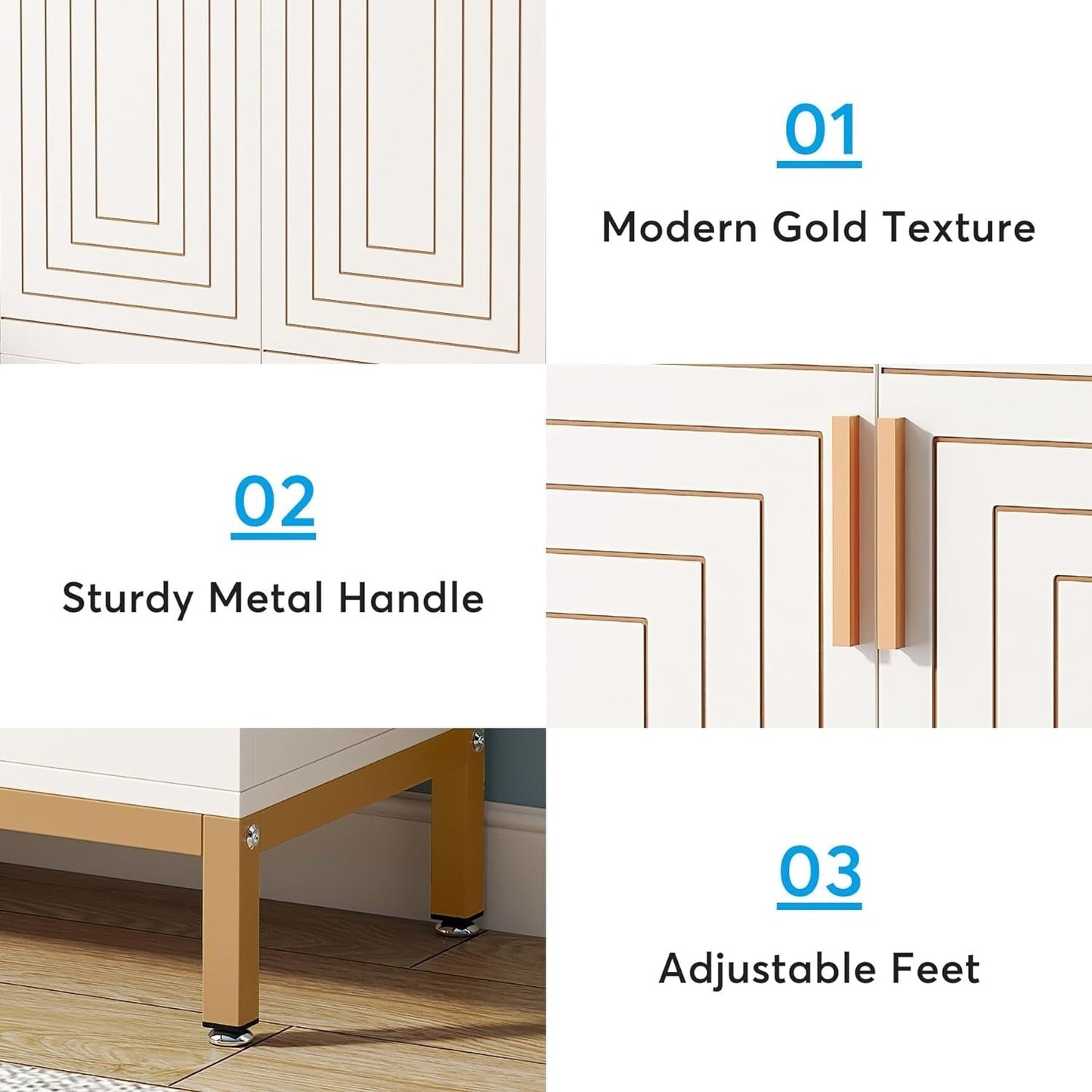 Meuble à chaussures moderne avec portes, 6 niveaux, pour 20 paires de chaussures, idéal pour l'entrée.