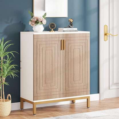 Meuble à chaussures pour 20 paires, 95 cm (37,4 pouces), meuble de rangement moderne avec portes, blanc et or