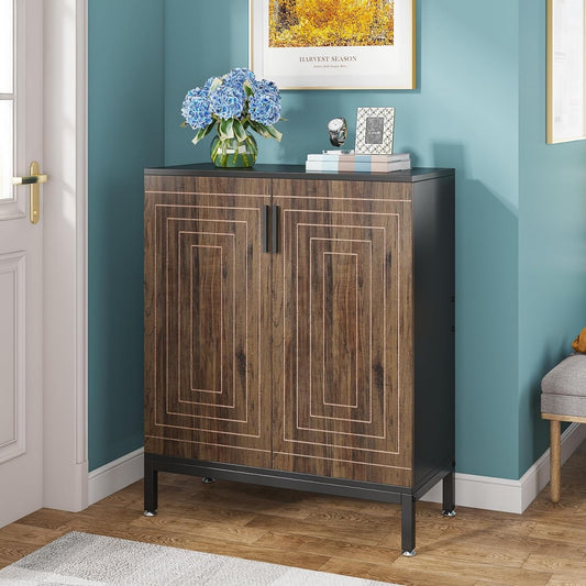 Meuble à chaussures pour 20 paires, 95 cm (37,4 pouces), meuble de rangement moderne avec portes, blanc et or