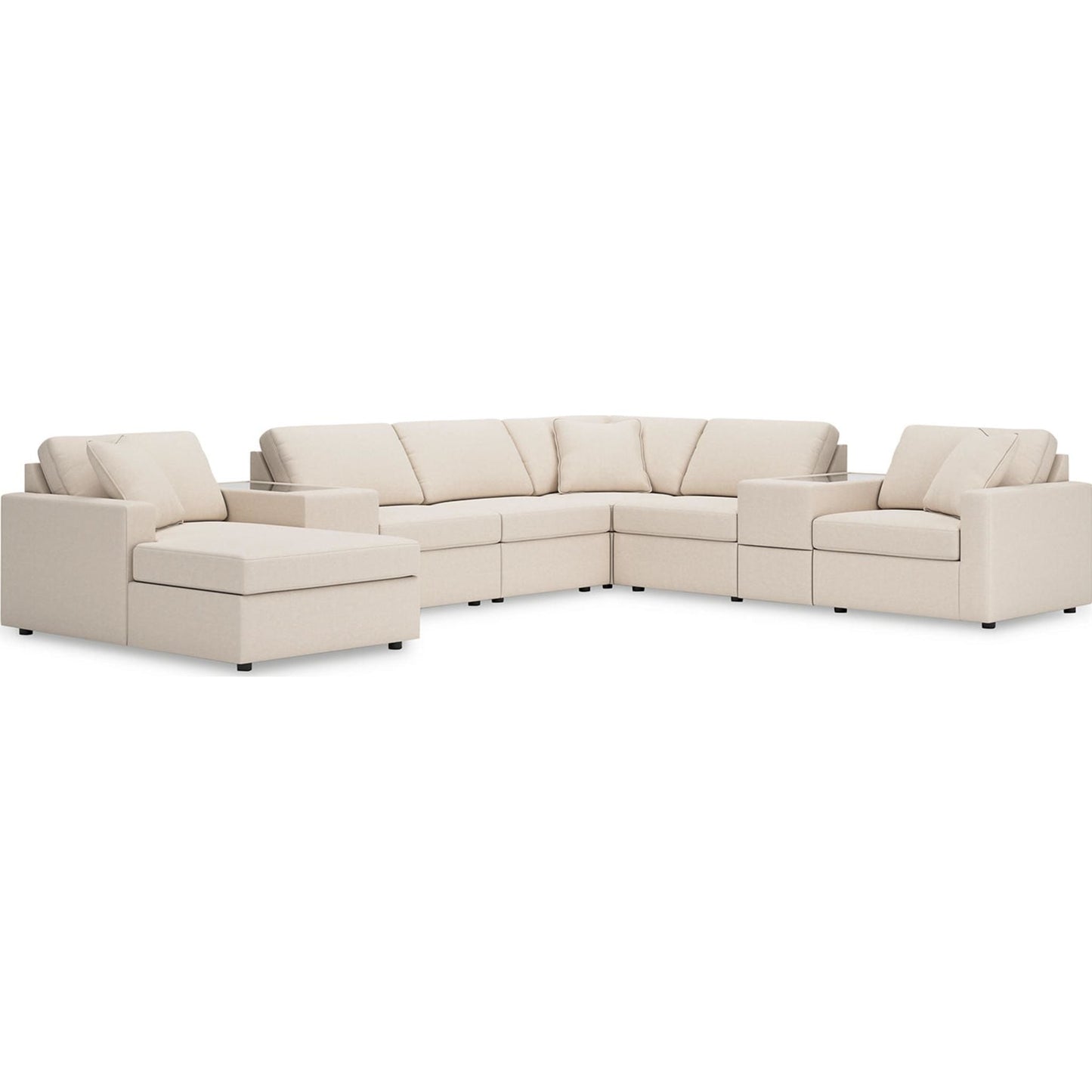 Canapé d'angle modulaire Modmax 8 pièces avec méridienne et consoles de rangement