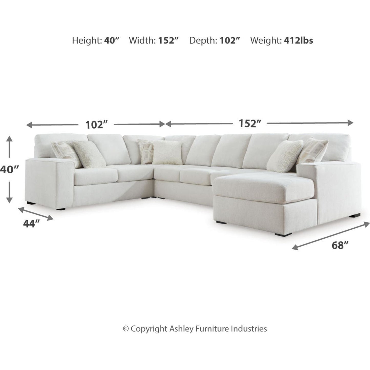 Canapé d'angle 4 pièces exclusif Leighelli avec méridienne