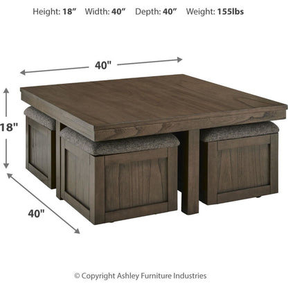 Table basse Boardernest avec 4 tabourets