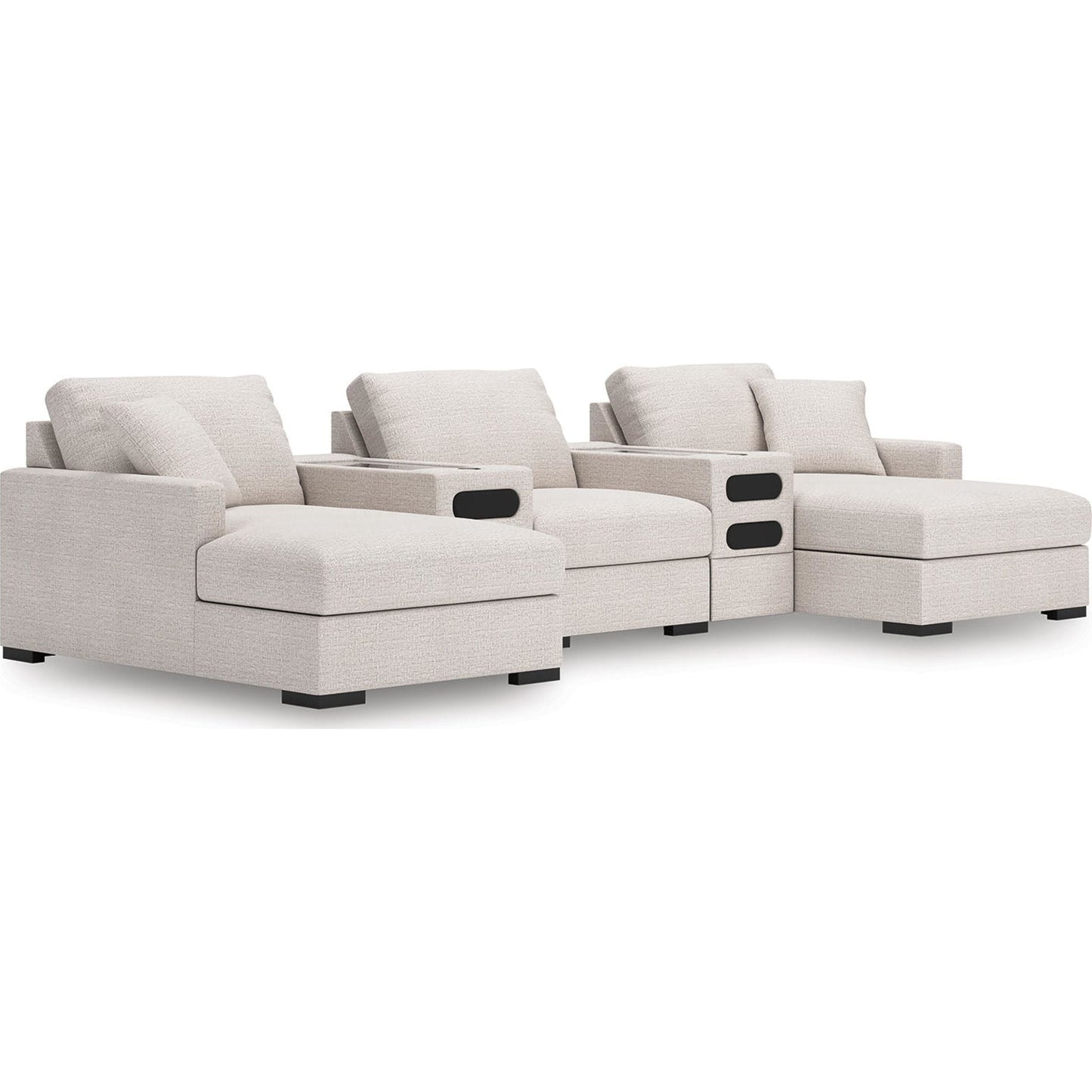 Canapé d'angle modulaire 5 pièces exclusif à Omaha avec double méridienne et double système audio