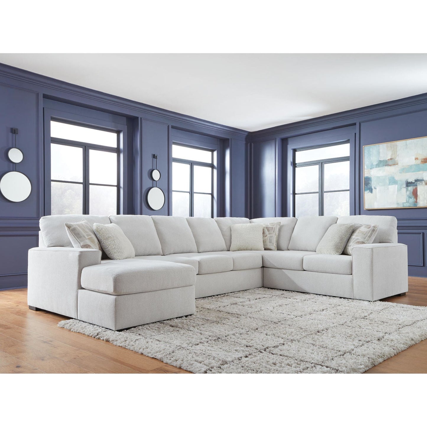 Canapé d'angle 4 pièces exclusif Leighelli avec méridienne