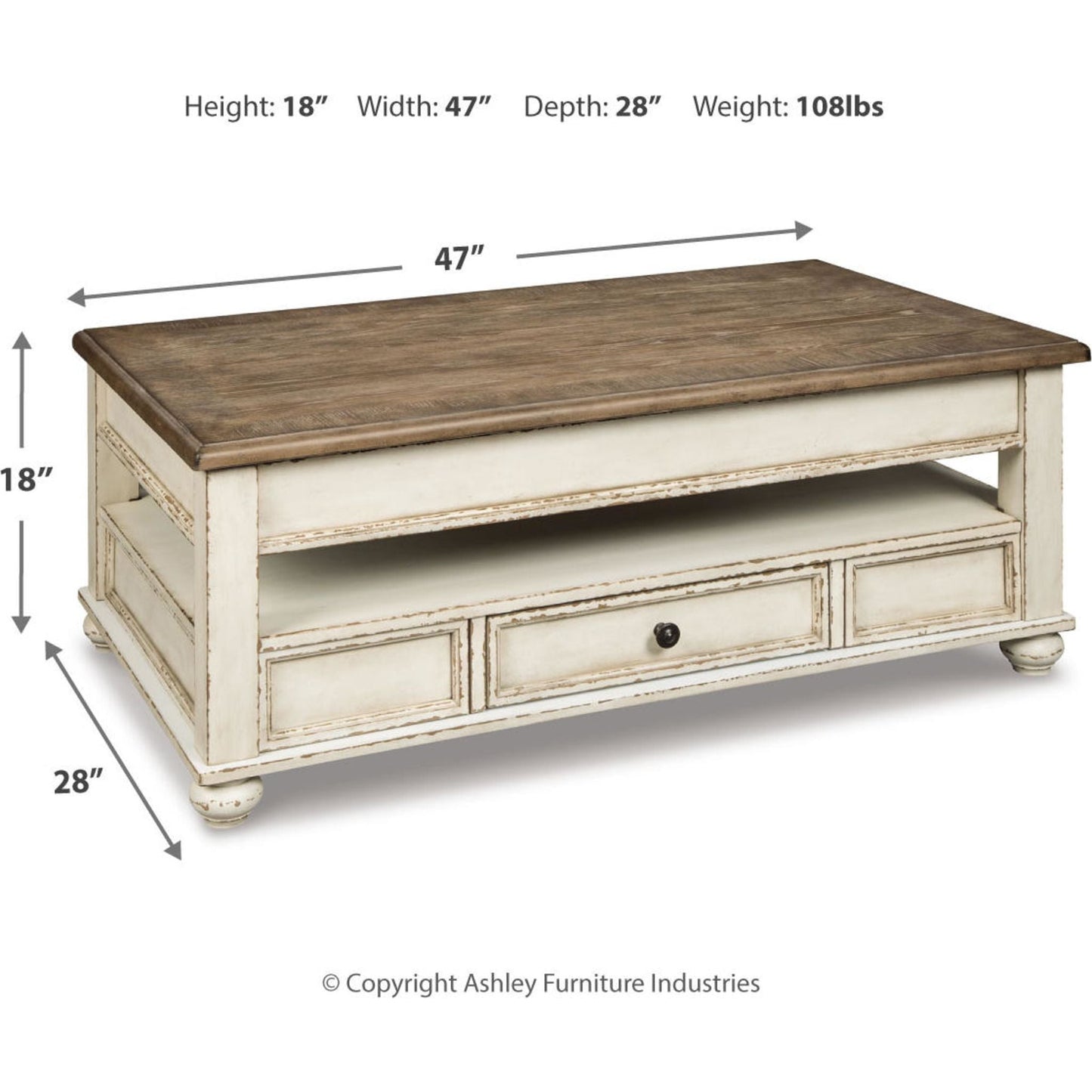 Table basse Realyn avec plateau relevable