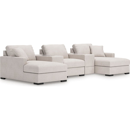 Canapé d'angle modulaire 5 pièces exclusif à Omaha avec double méridienne et double rangement