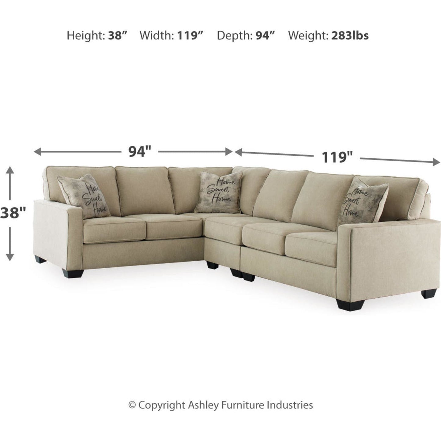 Canapé d'angle Lucina 3 pièces