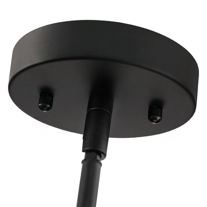 Lustre tambour étagé en rotin à 4 lumières avec rosace noire - 56 cm (22 po) de largeur