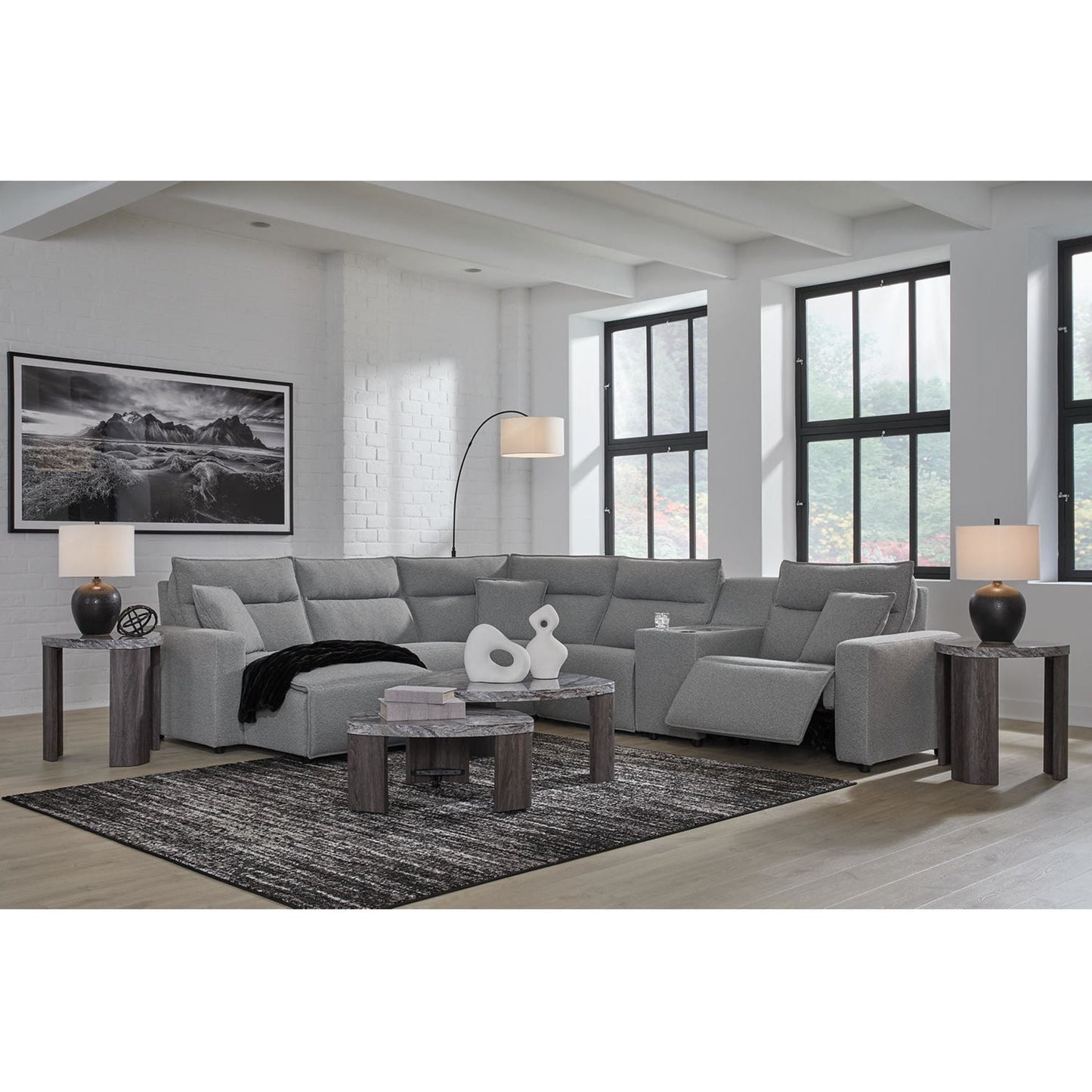 Canapé d'angle Modmax 6 pièces avec méridienne et fonction relax électrique