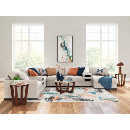 Canapé d'angle modulaire 8 pièces exclusif à Omaha, avec système audio et méridienne