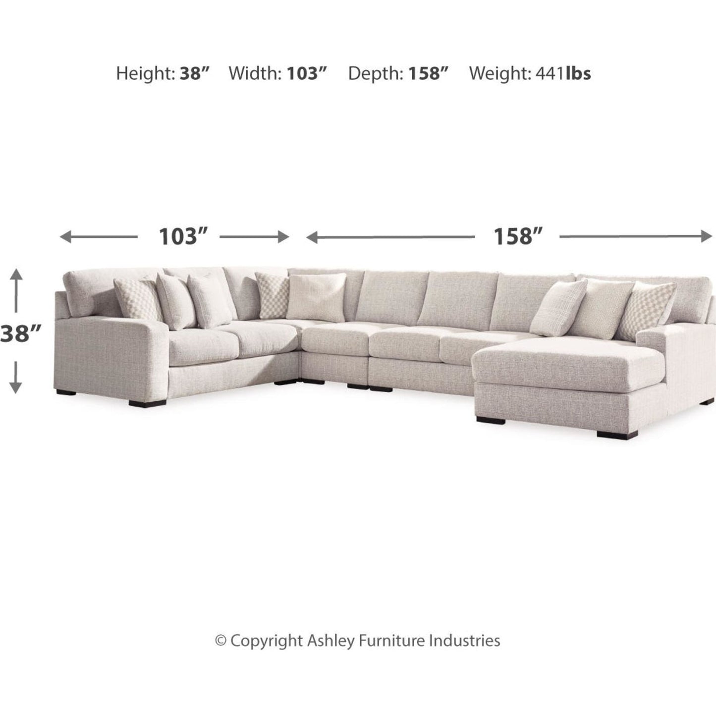 Canapé d'angle 5 pièces exclusif Larce avec méridienne
