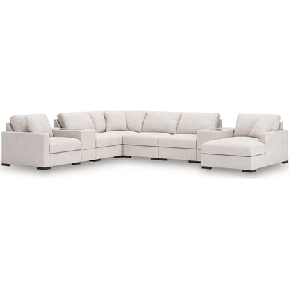 Canapé d'angle modulaire 8 pièces exclusif à Omaha avec méridienne et rangement