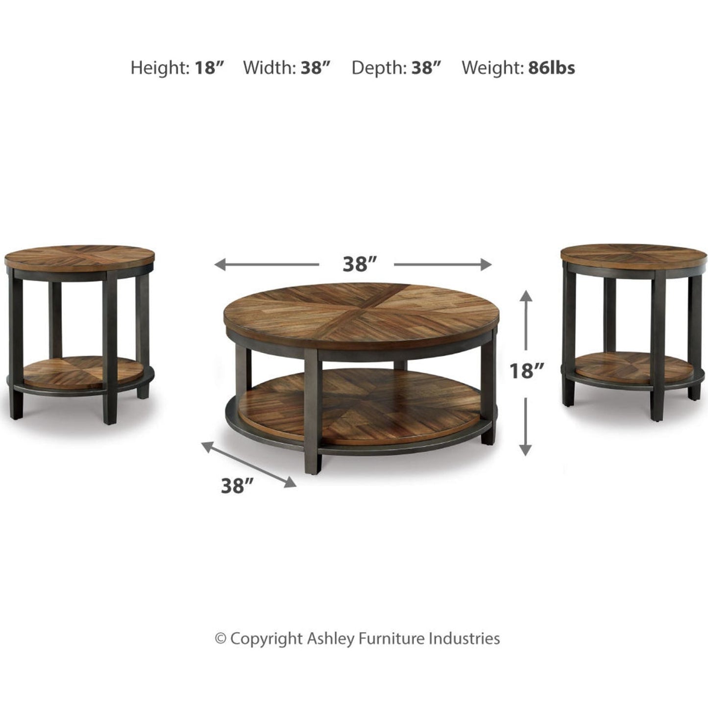 Ensemble de 3 tables d'appoint Roybeck
