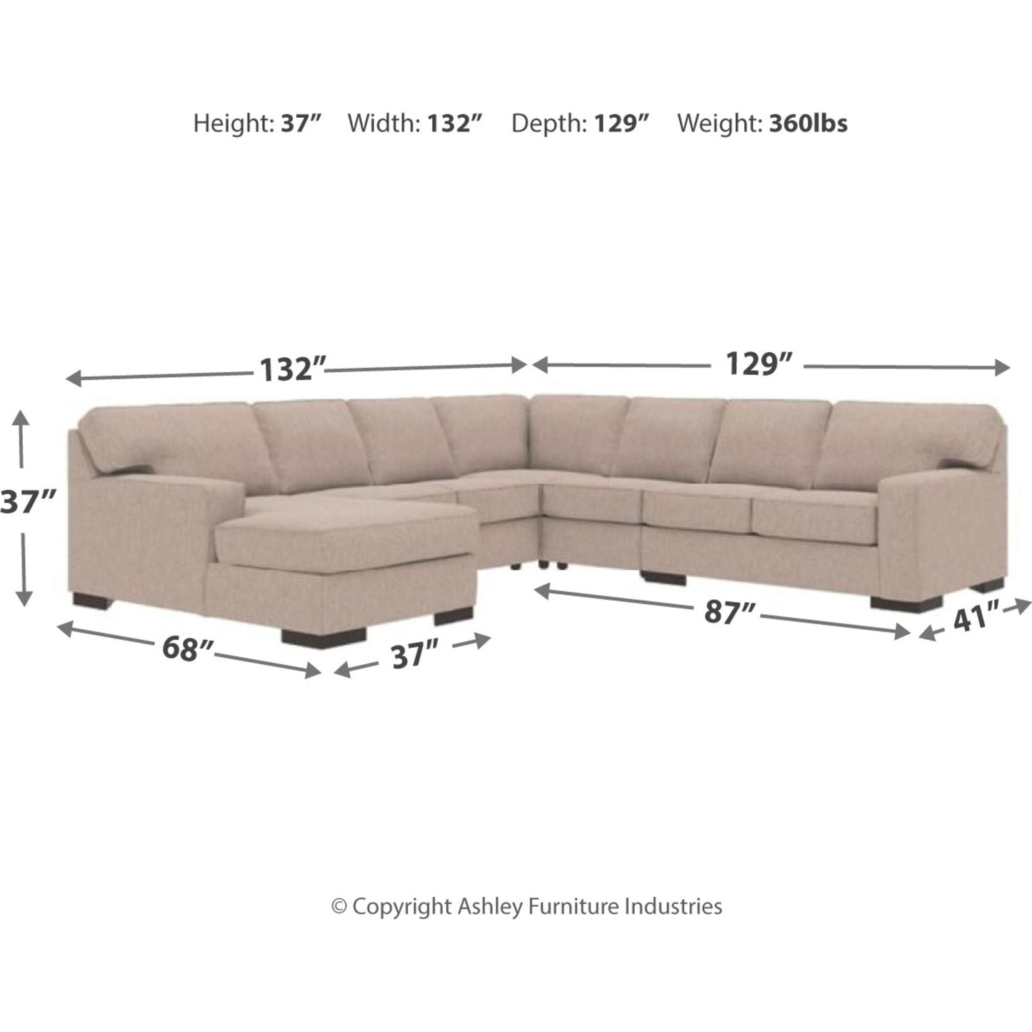 Canapé d'angle 5 pièces exclusif Ashlor