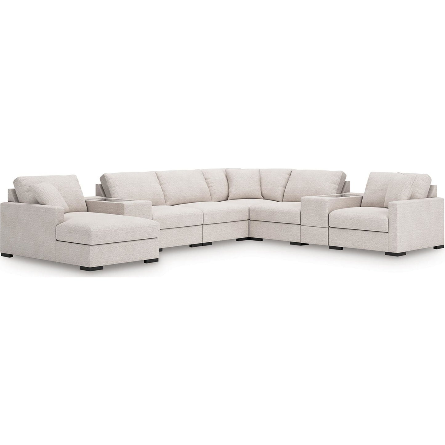 Canapé d'angle modulaire 8 pièces exclusif à Omaha avec méridienne et rangement