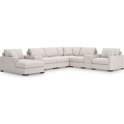 Canapé d'angle modulaire 8 pièces exclusif à Omaha avec méridienne et rangement