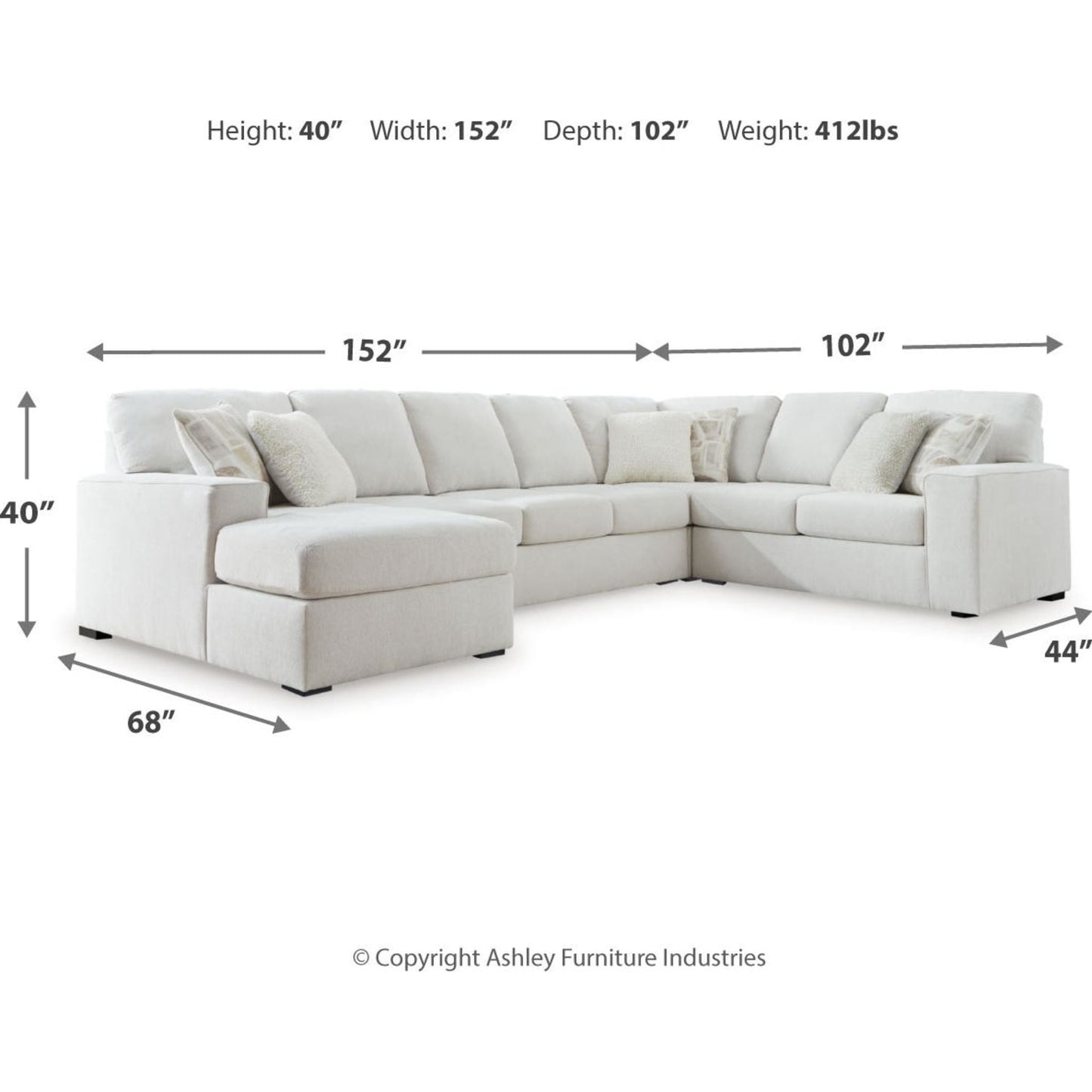 Canapé d'angle 4 pièces exclusif Leighelli avec méridienne