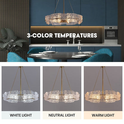 Lustre moderne en cristal doré de 60 cm (23,6 po) avec suspension tambour glamour à 6 lumières, idéal pour îlot de cuisine ou salle à manger.