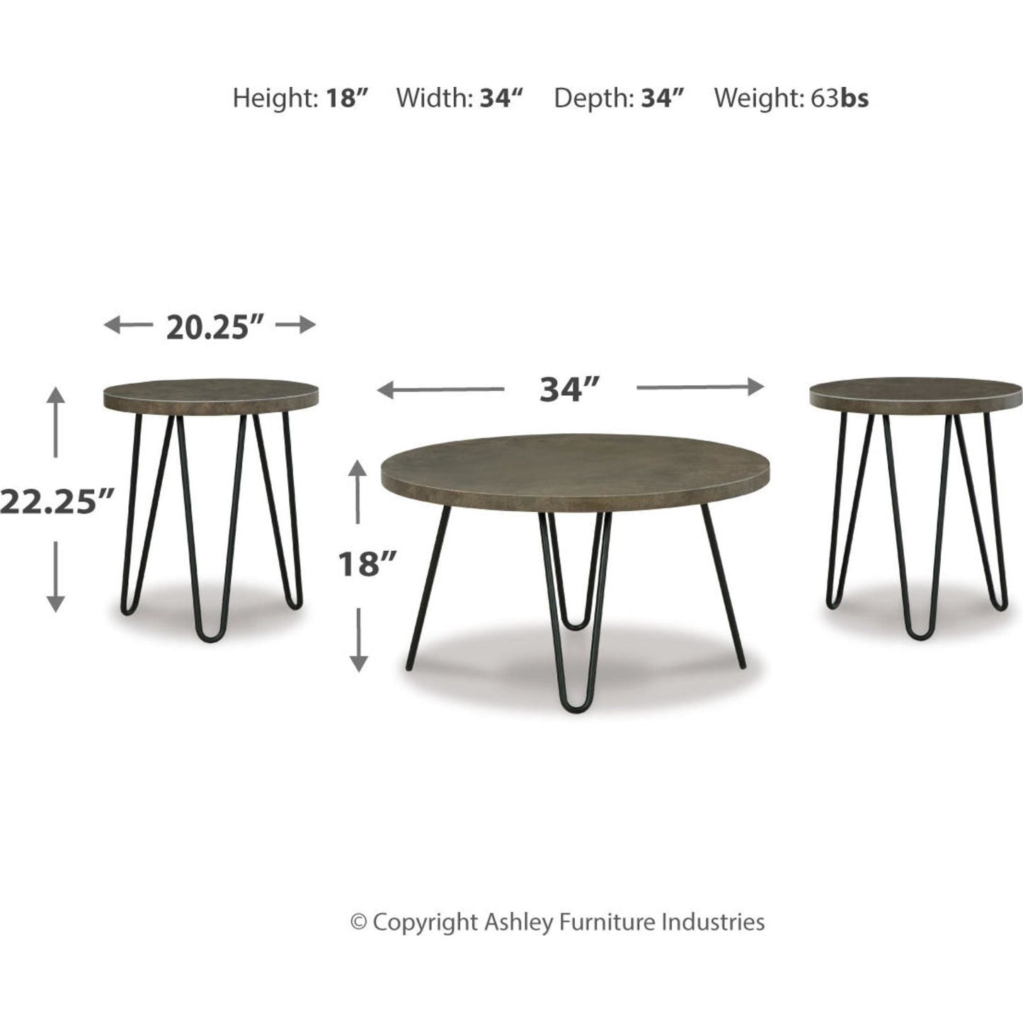 Ensemble de 3 tables d'appoint Hadasky