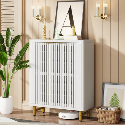 Meuble à chaussures avec porte pour 24 paires, idéal pour l'entrée ou le salon.