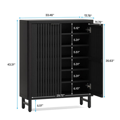 Meuble à chaussures avec porte pour 24 paires, idéal pour l'entrée ou le salon.